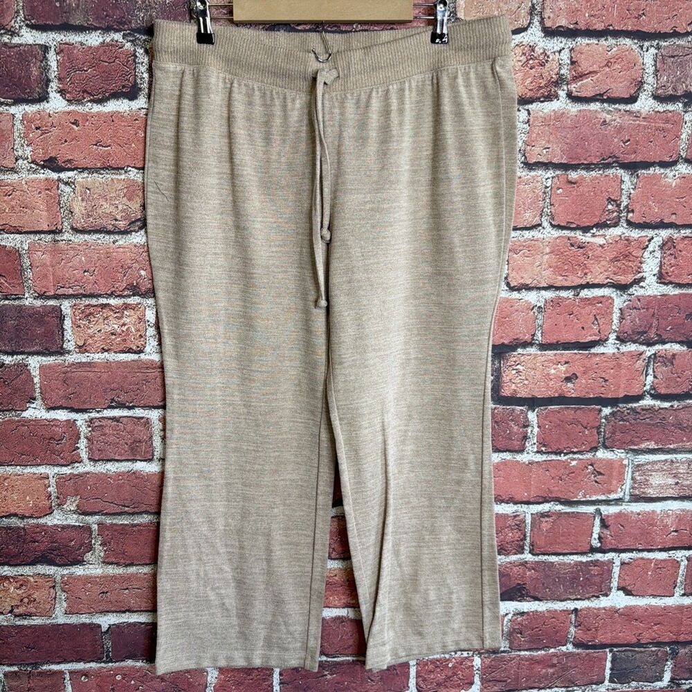 Talbots Pants Womens 2X Petite Sweatpants Beige Plus Size